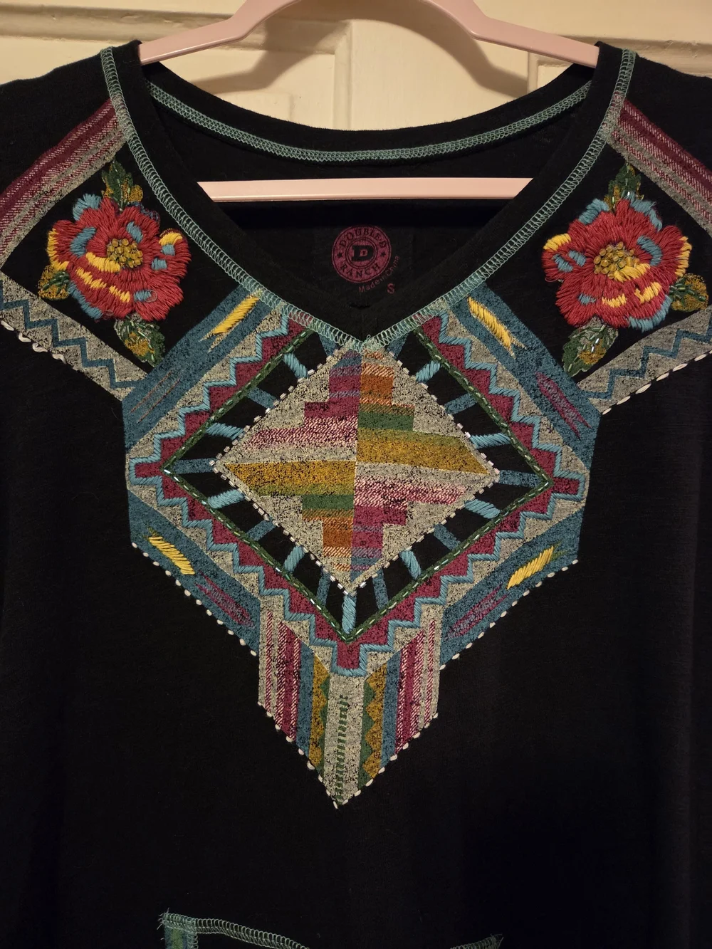 Double D Ranch Black Tunic with Colorful Southwestern Embroidery - Picture 2 of 4